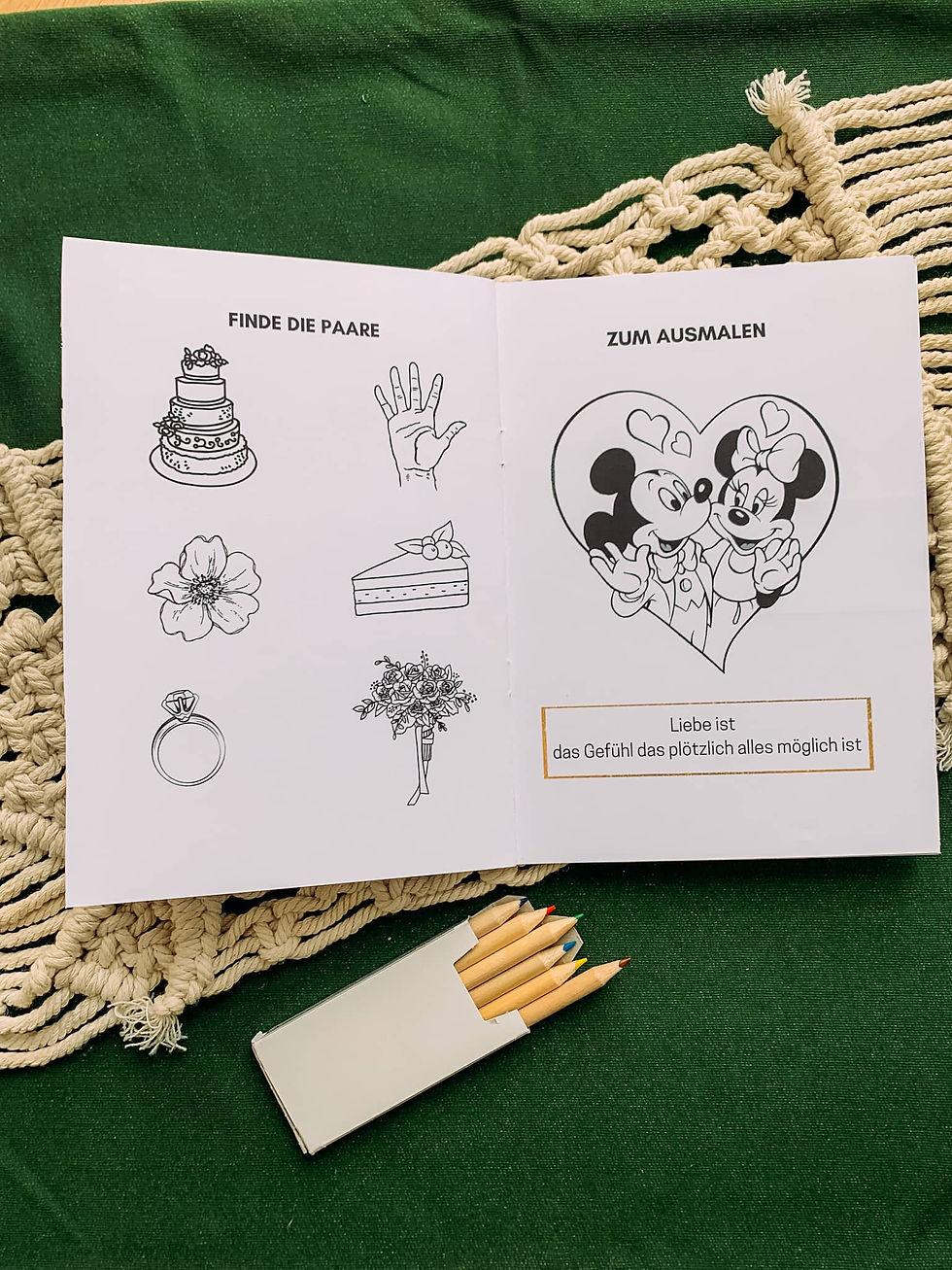 Miniaturbild: Hochzeits Mal-/ Rätselbuch mit 6 Buntstiften, A5