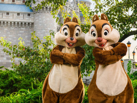 chipmunks in front of castle
