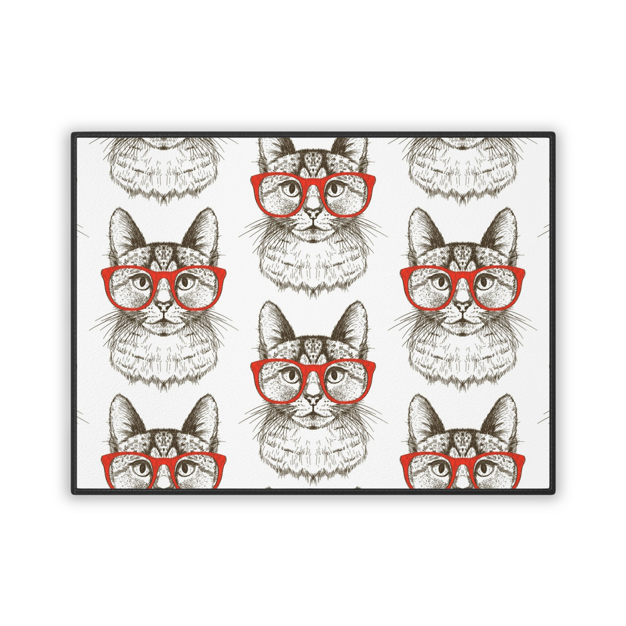 Stylish Cat in Glasses Pet Mat