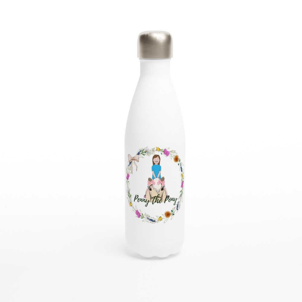 "Penny the Pony" Stainless Steel White Water Bottle