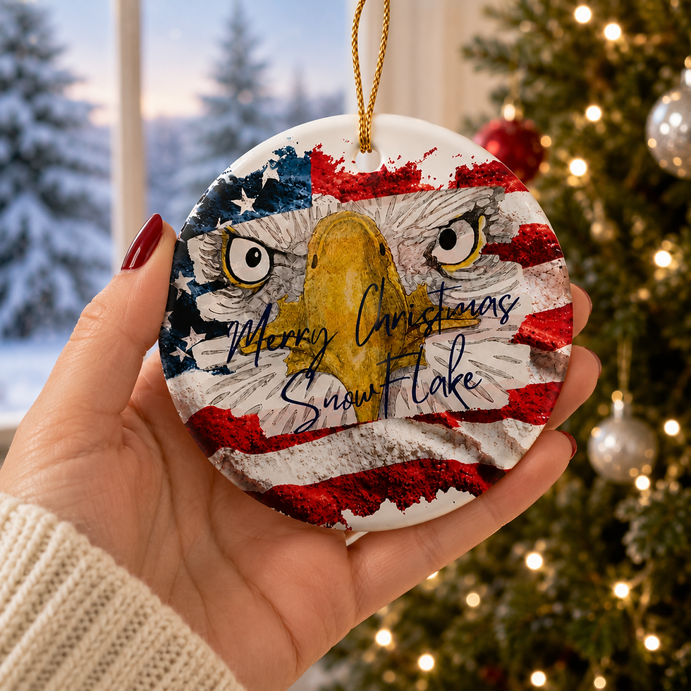 Thumbnail: Merry Christmas Snowflake Ceramic Ornament