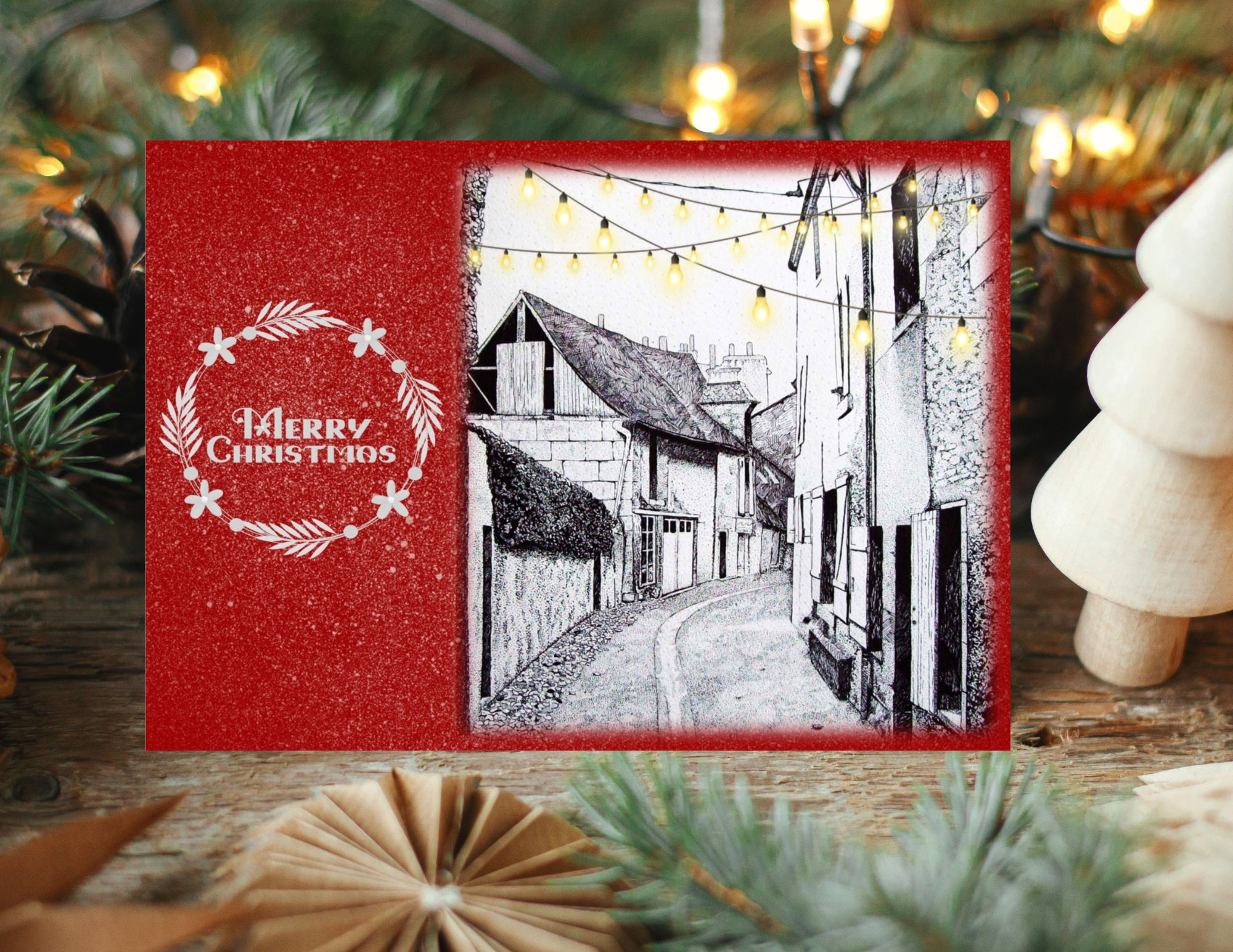 Instant Download Christmas Card - Azay Red