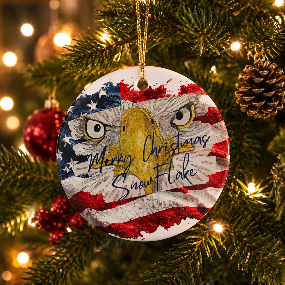 Thumbnail: Merry Christmas Snowflake Ceramic Ornament
