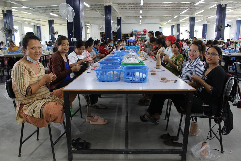 Women crocheting at an Ethical Manufacturer in Nepal