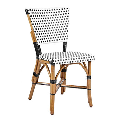 HK-12-6, WEAVE: DAMIER  COLORS: WHITE & BLACK, WOOD FINISH: LIGHT HONEY