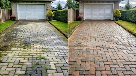 Driveway cleaning before and after