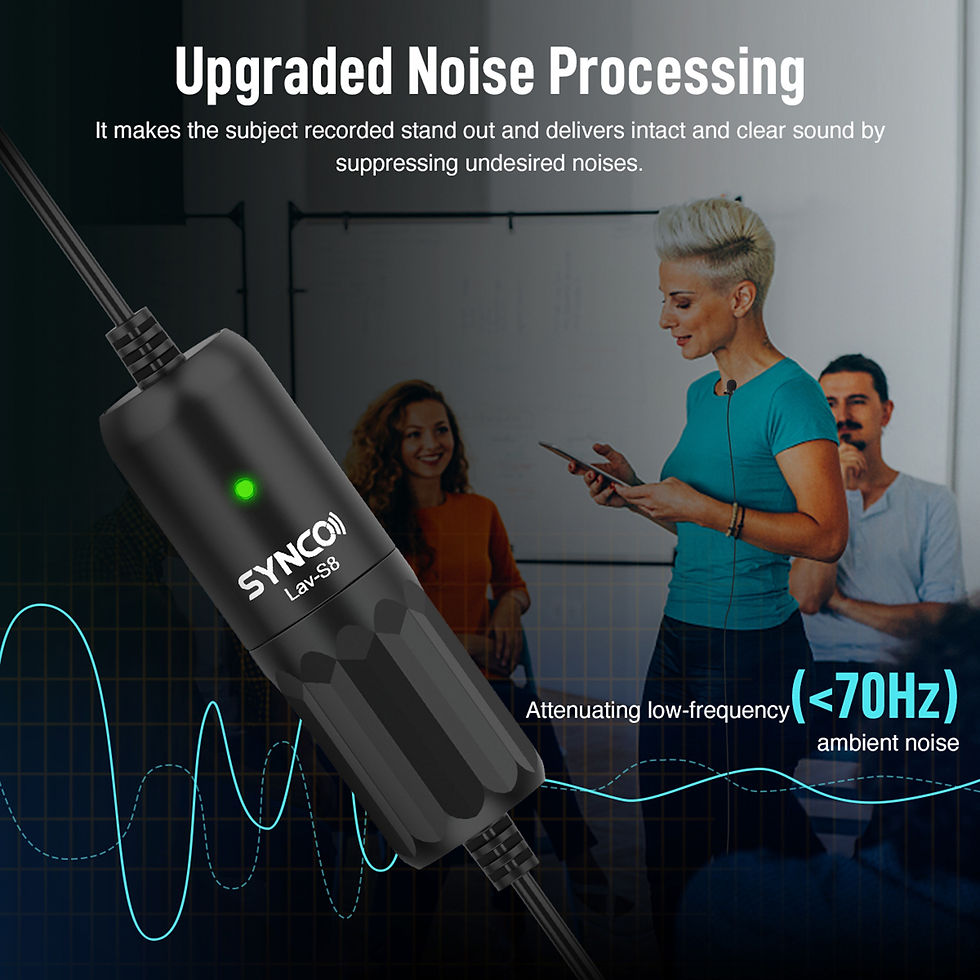 Miniatura: SYNCO-Microfone de lapela profissional com clip, microfone omnidirecional de lap