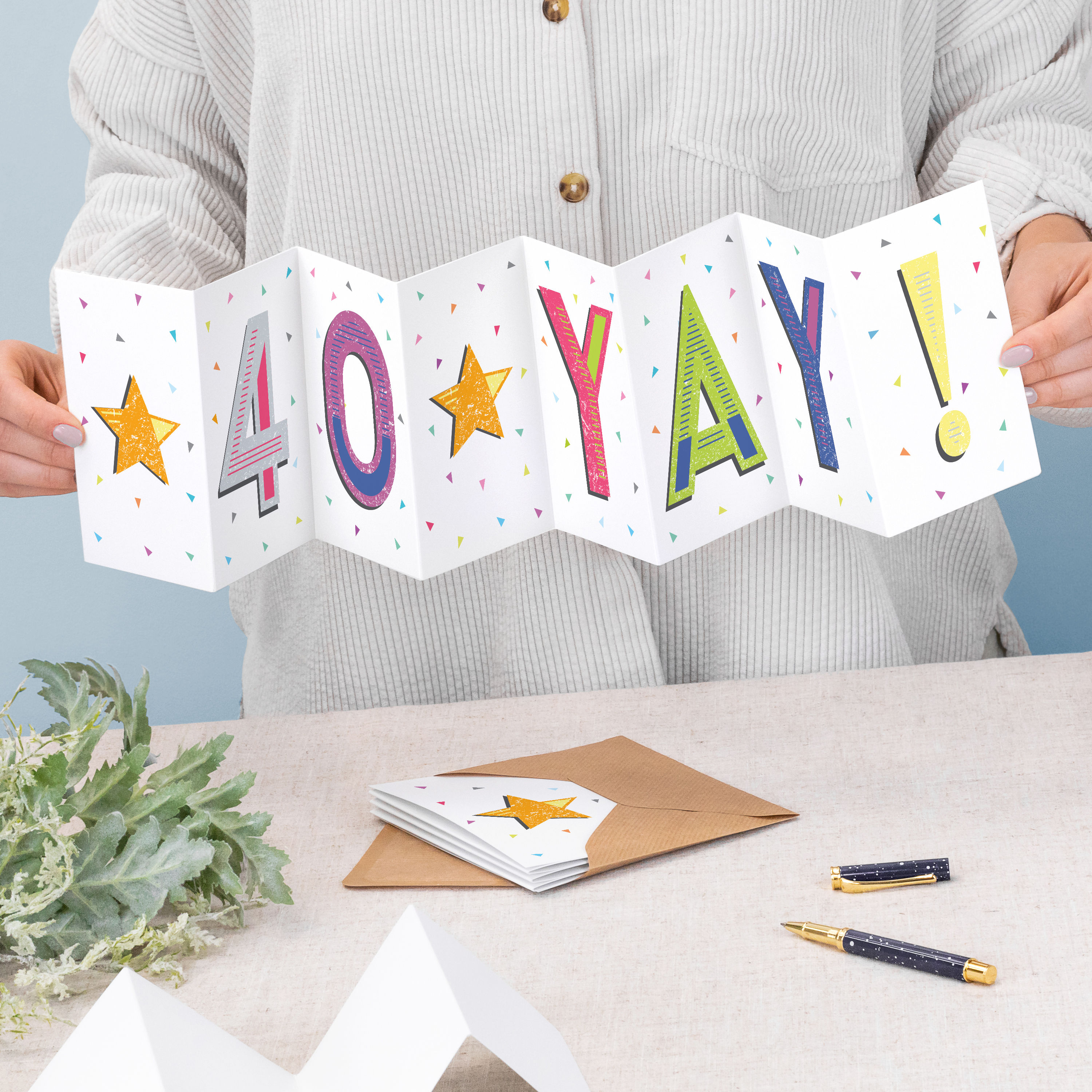 40th Birthday Colour Pop Banner Card