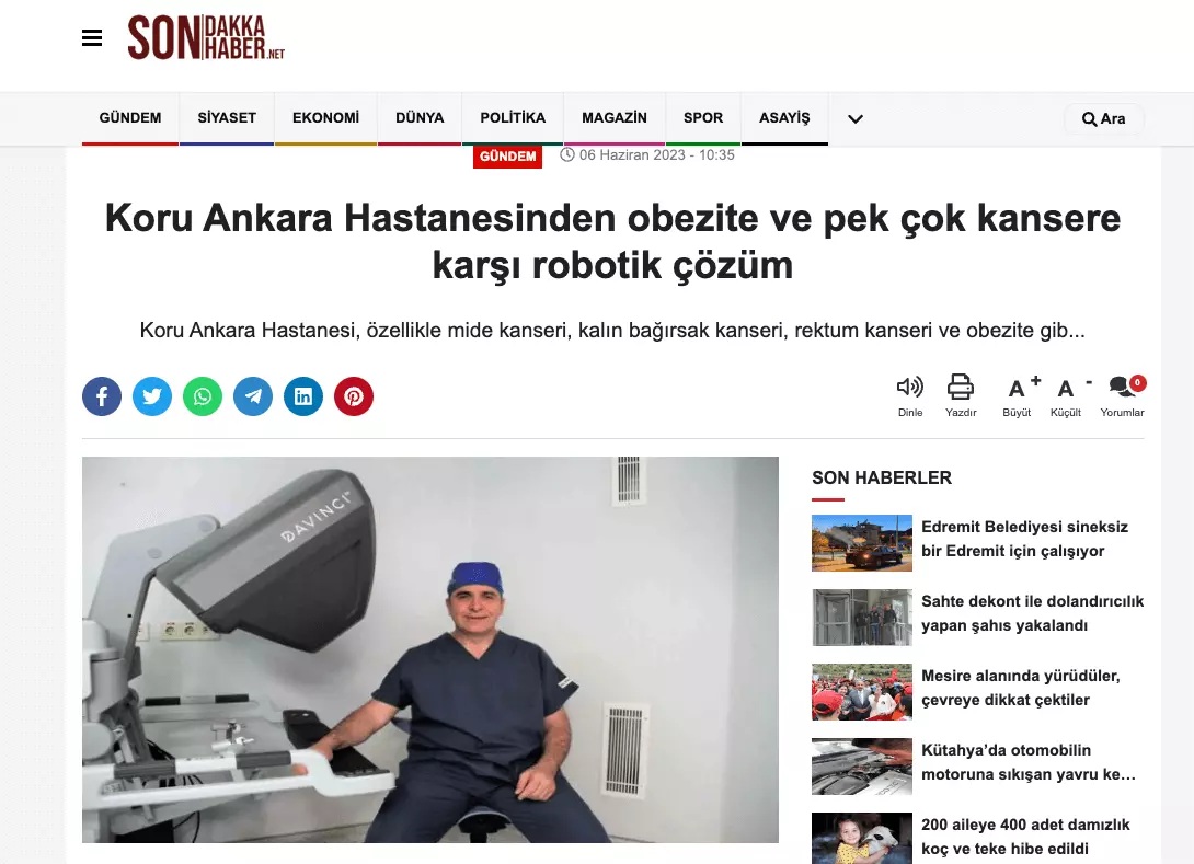 Kansere karşı robotik cerrahi çözümü