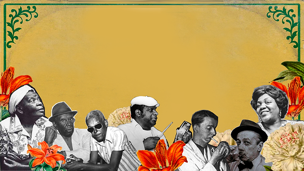 composição com a imagem dos principaos nomes do samba brasileiro