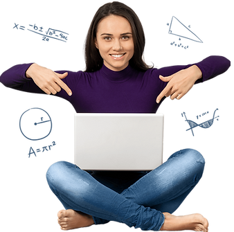 student pointing at laptop