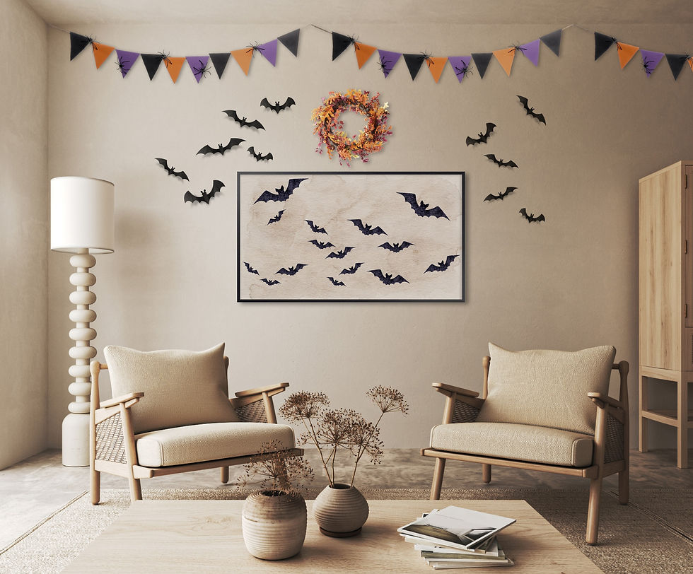 Samsung frame TV art bats for Halloween decor