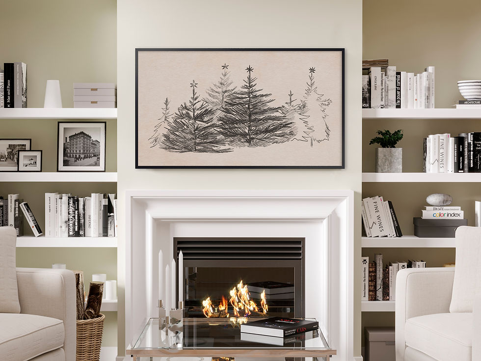 frame tv Christmas tree drawing