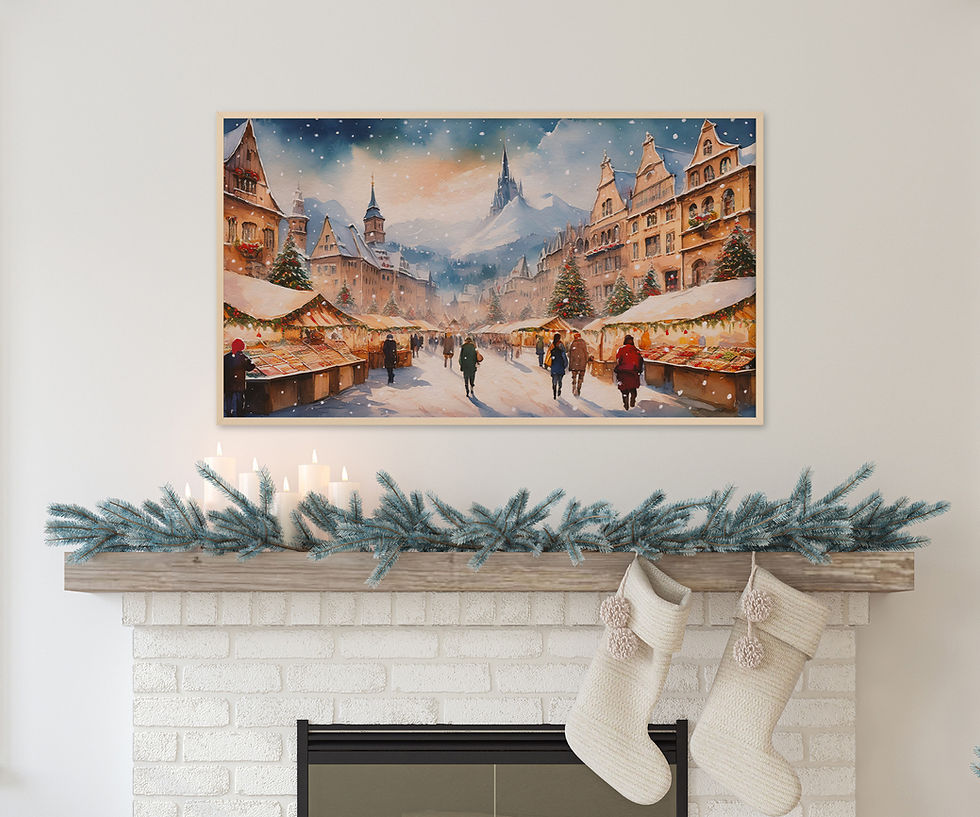 Thumbnail: Winter cityscape painting frame tv art