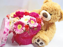 PELUCHE Y ROSAS EN CAJA
