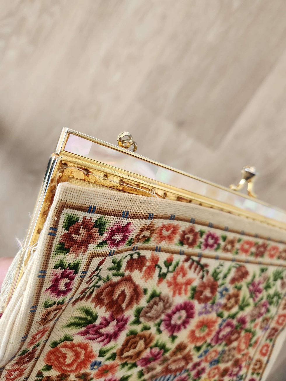 Thumbnail: Vintage Micro Petit Point Bag with Mother of Pearl