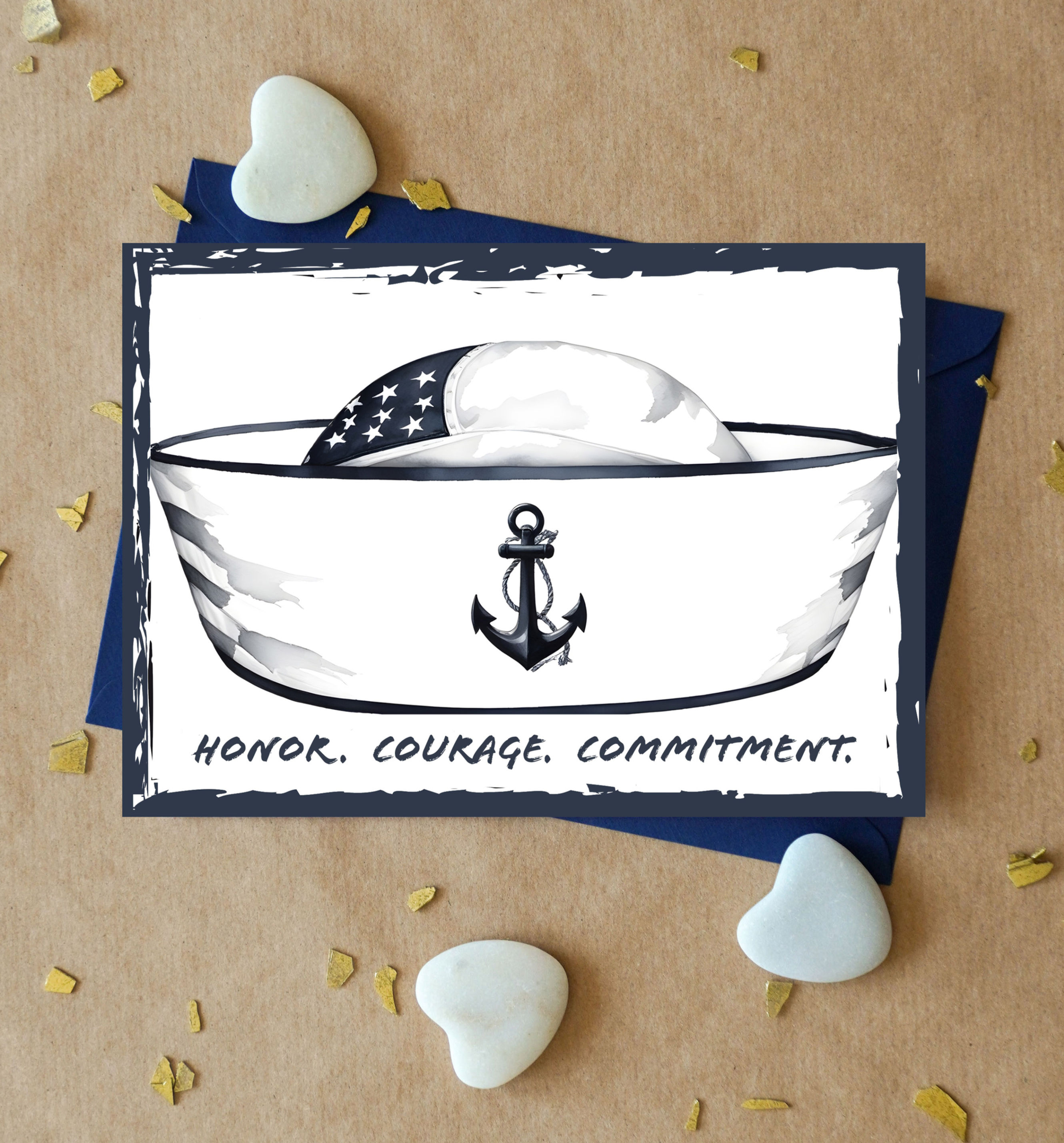 Navy Sailor Greeting Card with honor, courage, and commitment.