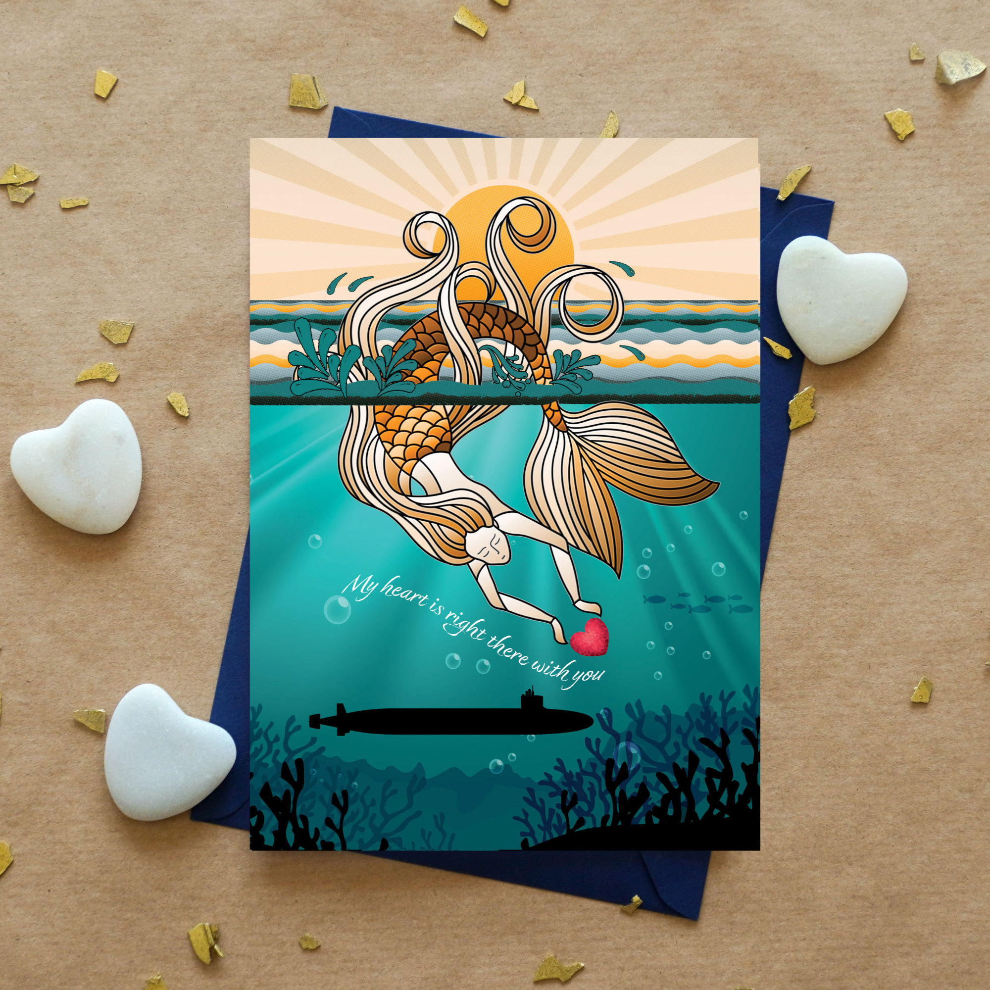 Submarine Card with a Mermaid