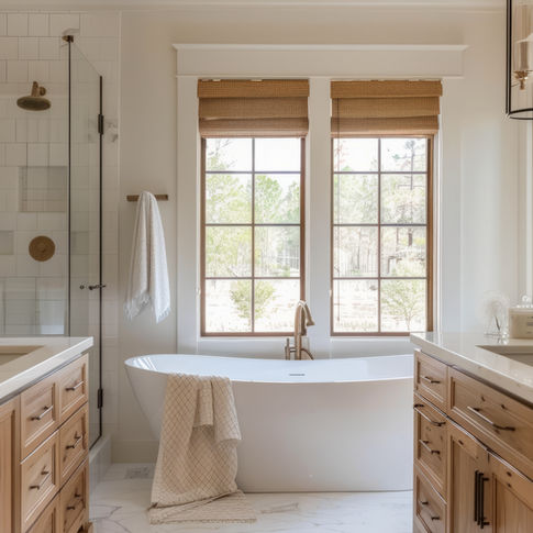 Sustainable bathroom remodel in Palm Beach with water-saving fixtures, recycled tiles, and energy-efficient lighting