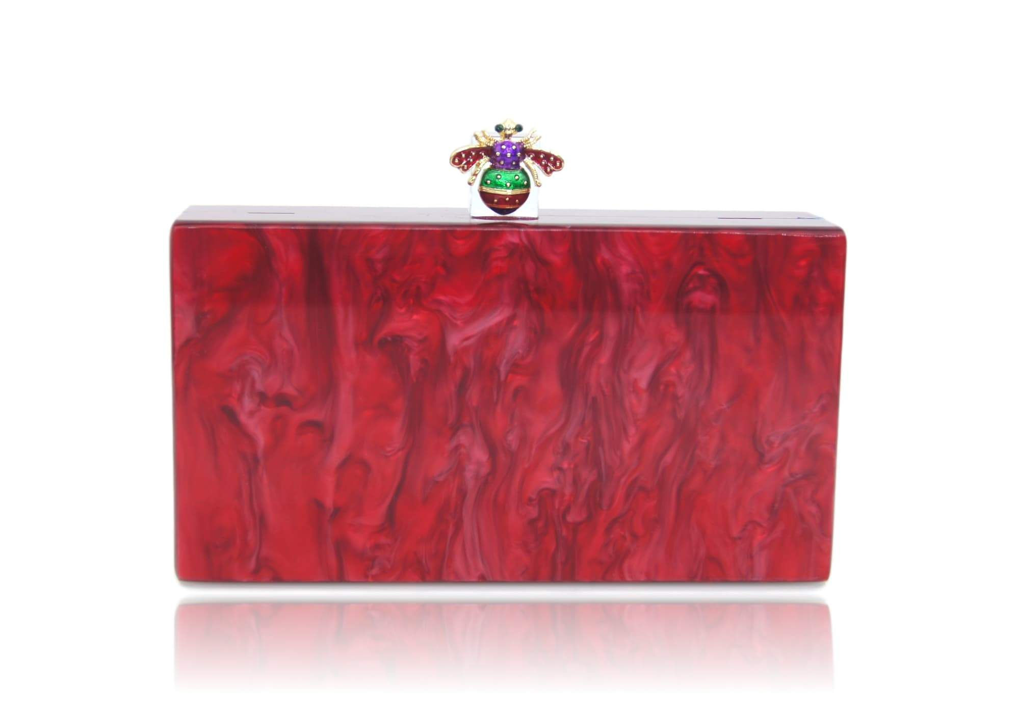 Bee Red Pearl Acrylic Box Clutch