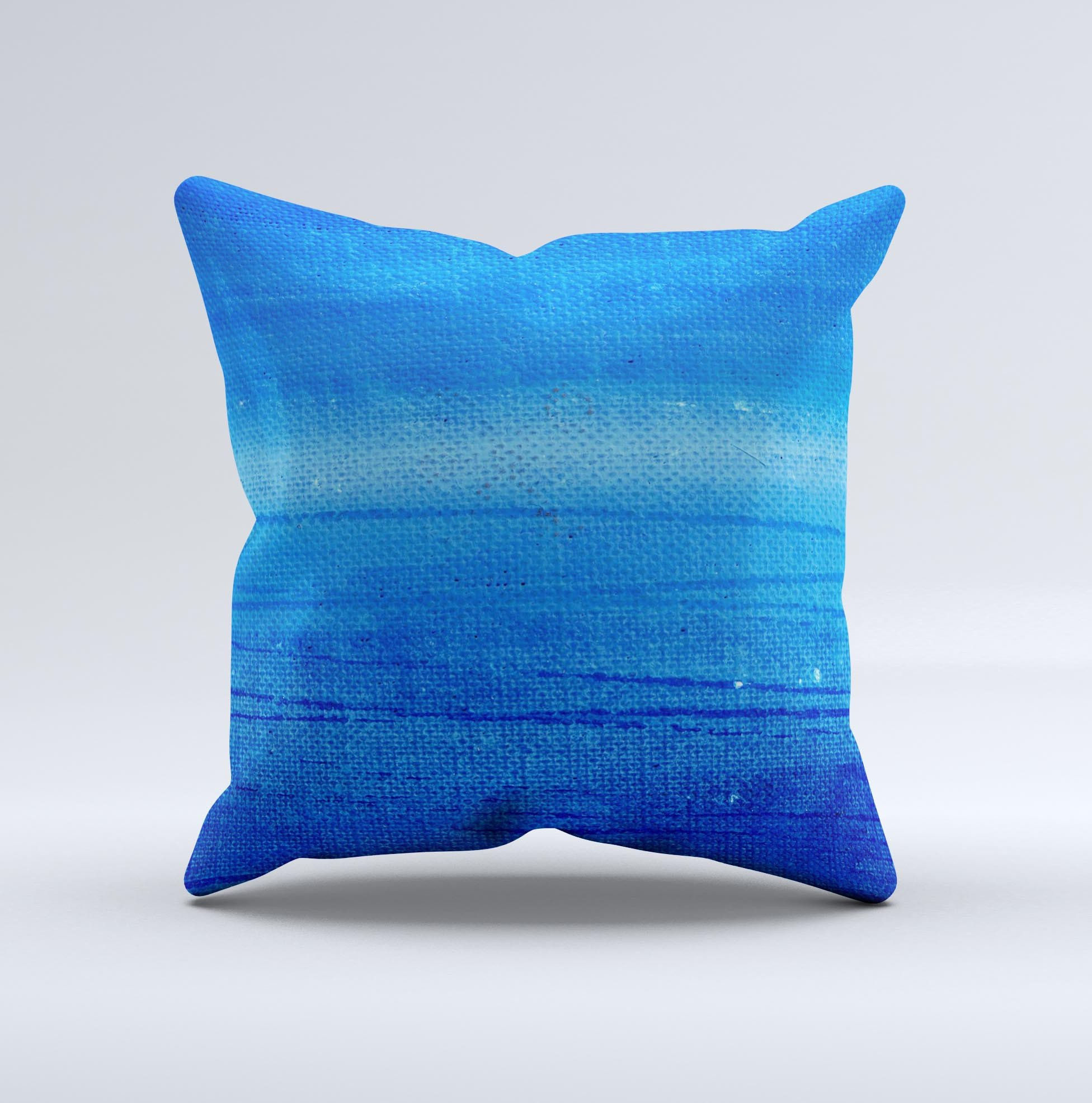 Unbalanced Blue Textile Surface Ink-Fuzed Decorative Throw Pillow