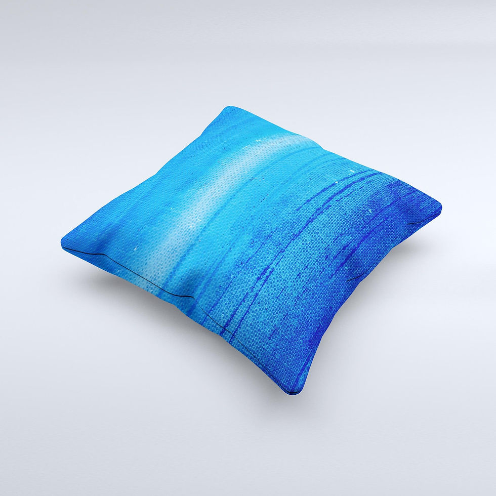 Thumbnail: Unbalanced Blue Textile Surface  Ink-Fuzed Decorative Throw Pillow