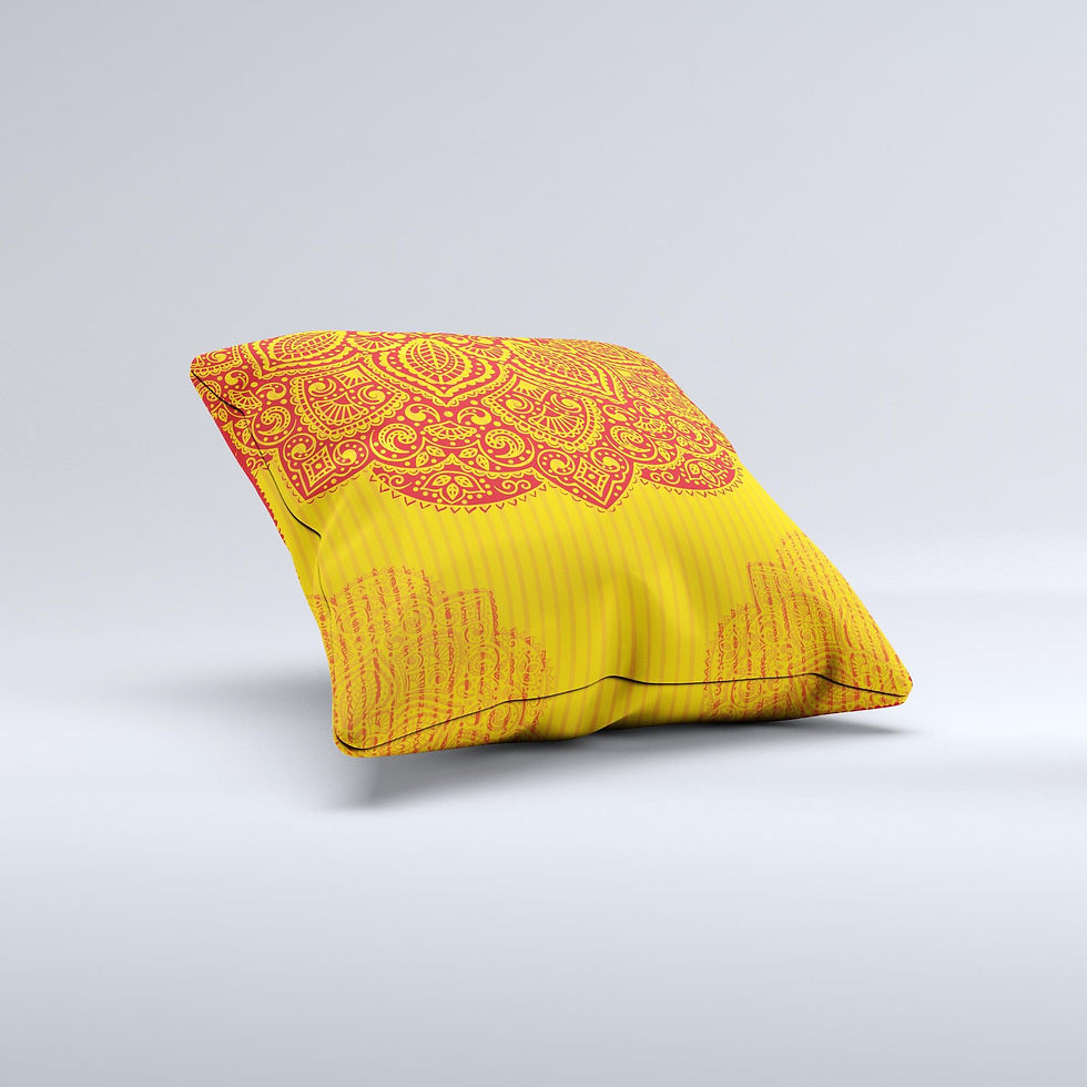 Thumbnail: Gold & Red Abstract Seamless Pattern Ink-Fuzed Decorative Throw Pillow