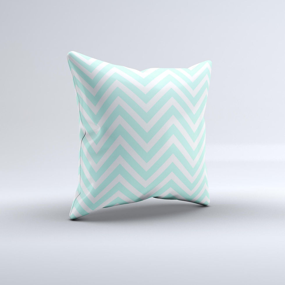 Thumbnail: Light Teal & White Sharp Chevron  Ink-Fuzed Decorative Throw Pillow