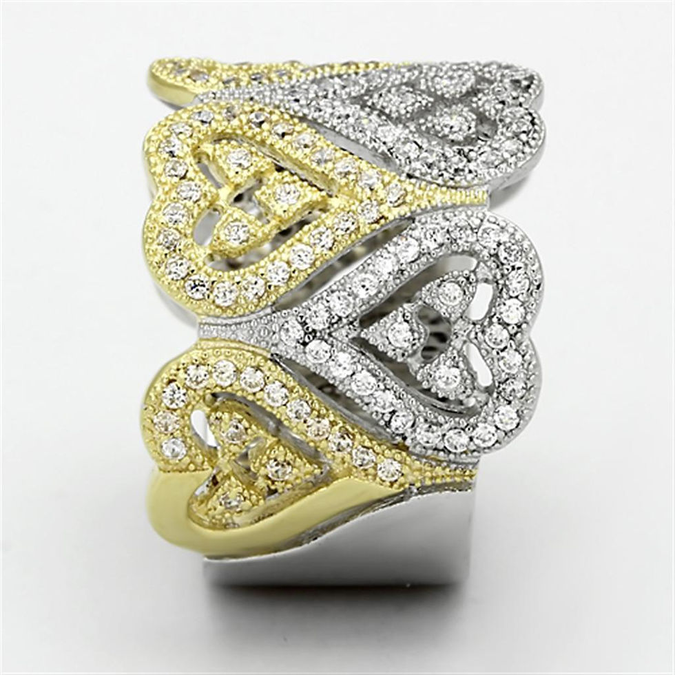 Thumbnail: TS126 - Gold+Rhodium 925 Sterling Silver Ring with AAA Grade CZ  in