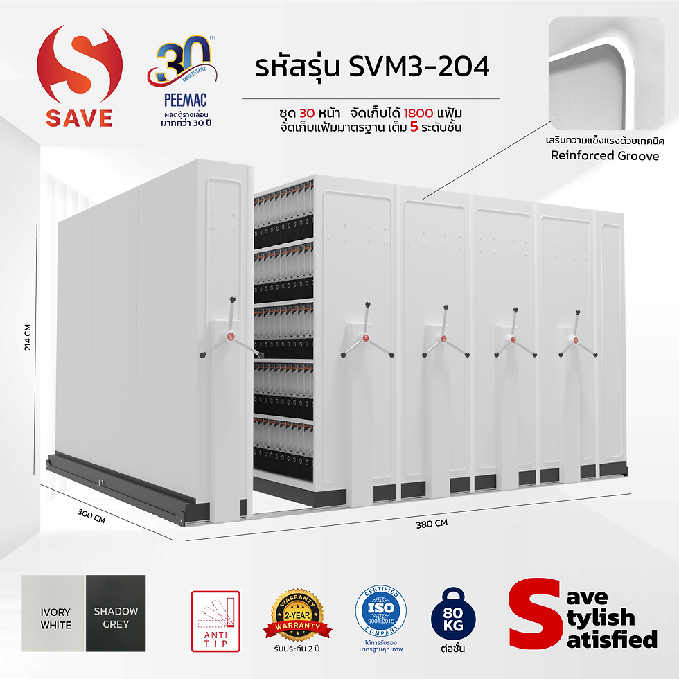 ภาพขนาดย่อ: ตู้รางเลื่อนพวงมาลัย save ชุด 30 หน้า แบบไม่มีประตู (SVM3-204)