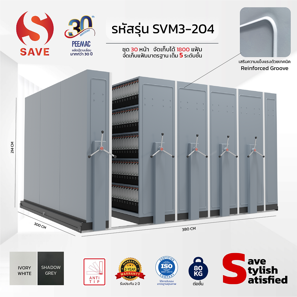ภาพขนาดย่อ: ตู้รางเลื่อนพวงมาลัย save ชุด 30 หน้า แบบไม่มีประตู (SVM3-204)