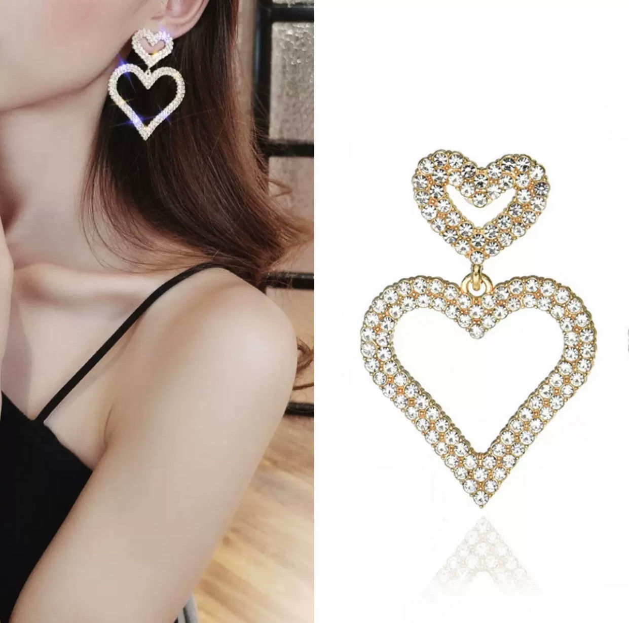 oversize lady drop earring, color gold/silver 