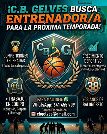 El Club Baloncesto Gelves busca entrenador/a para la próxima temporada