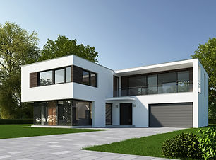 Exterior de la casa suburbana moderna