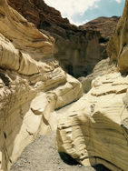 Layers of rock in a narrow canyon in Death Valley National Park in California