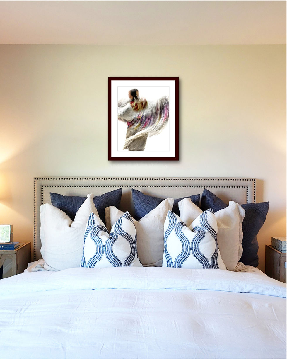 Fancy Shawl - Back - Silver No. 1 print matted and framed from