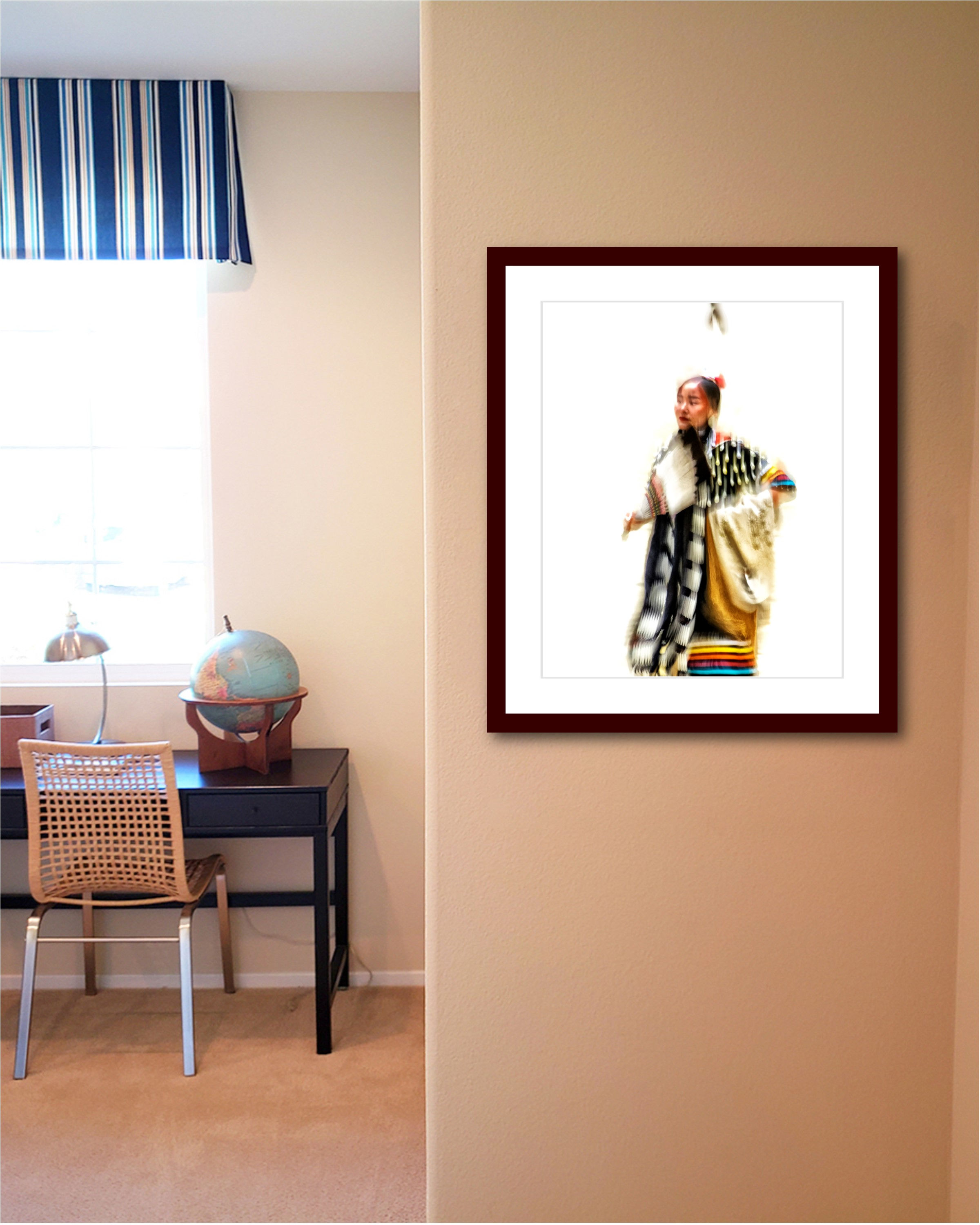 Elk Tooth Dress - Facing - Black and White No. 1 print matted and framed from