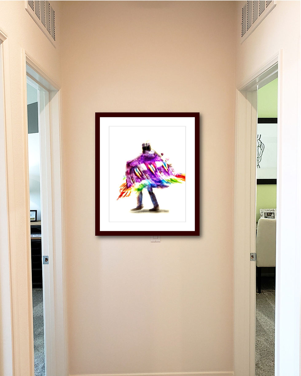 Youth Fancy Shawl - Back - Purple No. 1 print matted and framed from