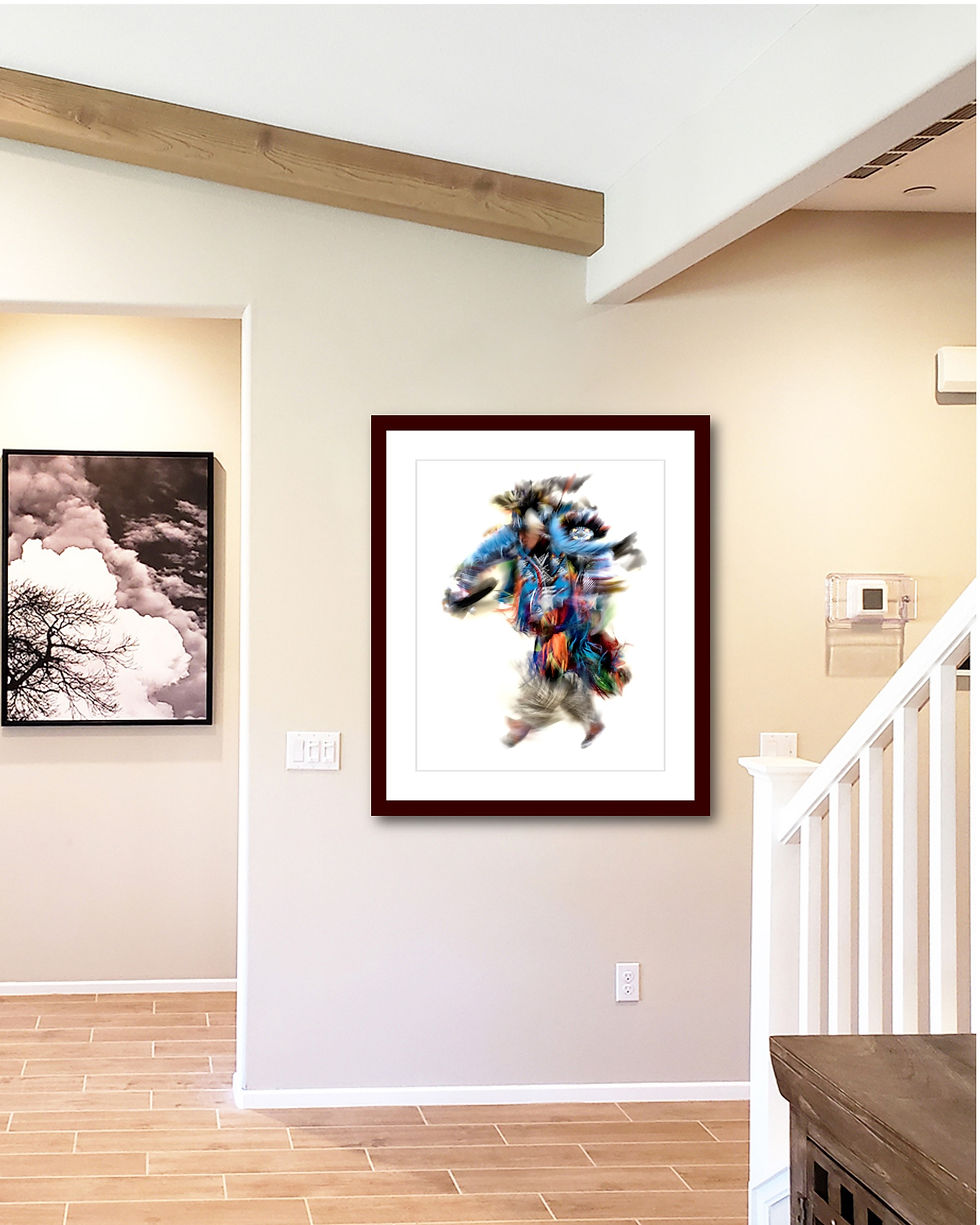 Thumbnail: Fancy Feather - Side - Blue No. 1 print matted and framed from