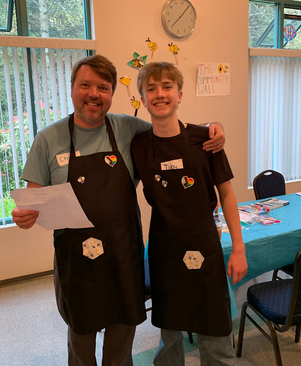 Chad and Toby were the trivia hosts for the April Beehive Dinner