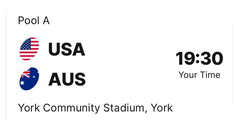 Women’s RWC USA Vs Australia