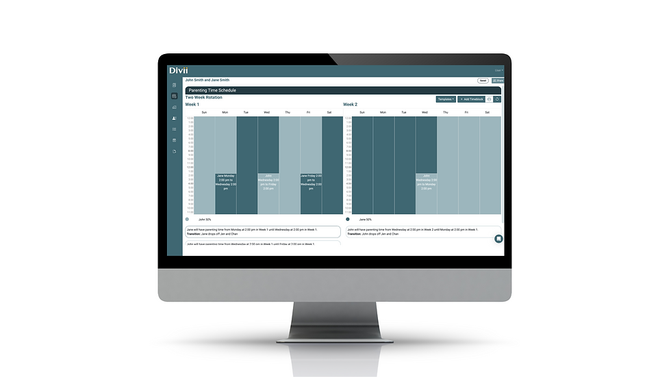 Divii for Lawyers Parenting Time Schedule example.