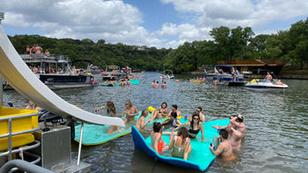 Party Cove during a Bat City Lake Austin Boat Rental