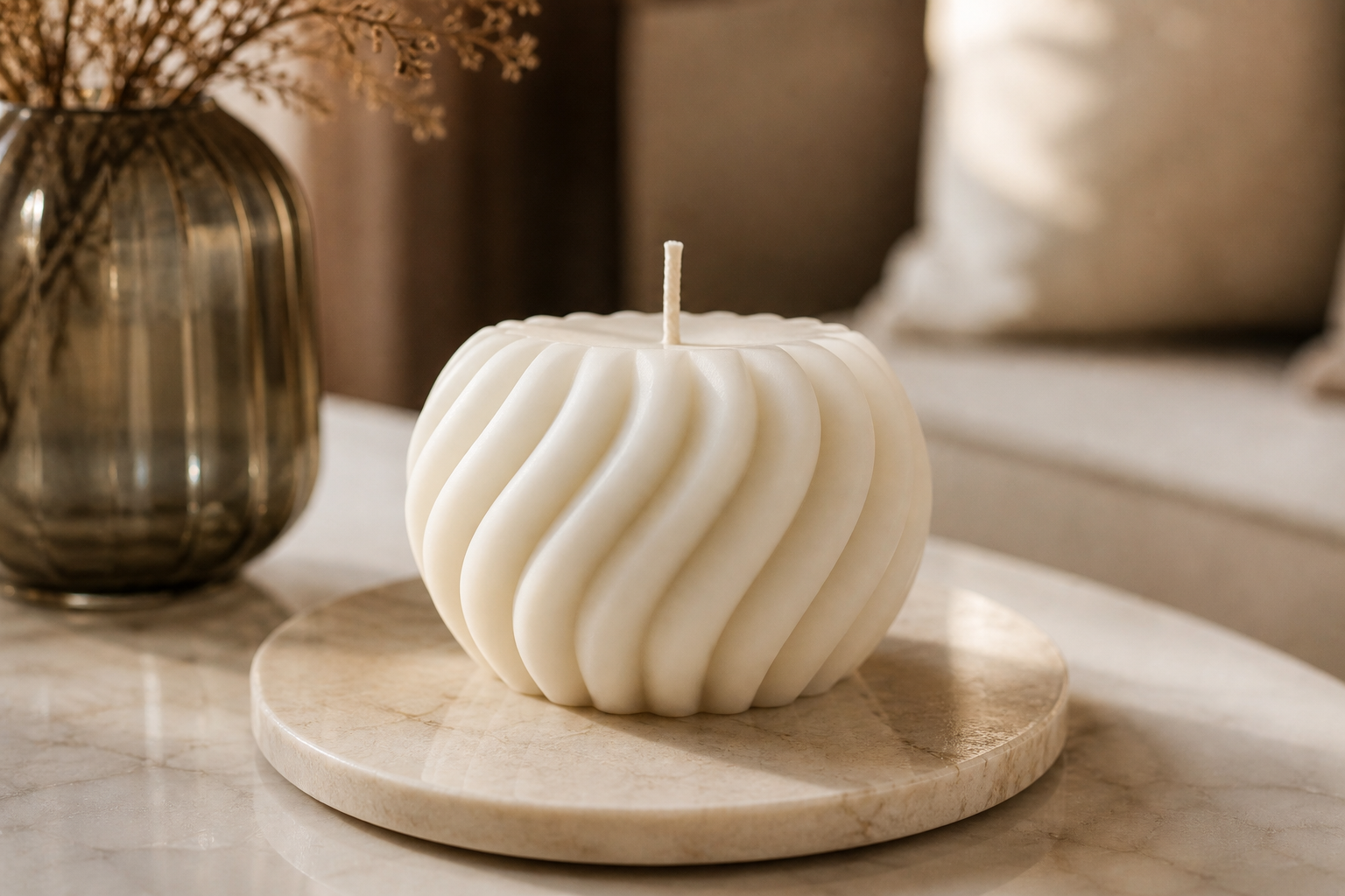 Ribbed Twirl Candle