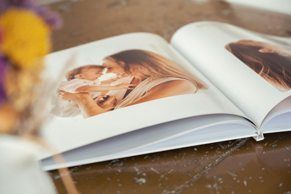 SimplePrints photo book open on top of a table