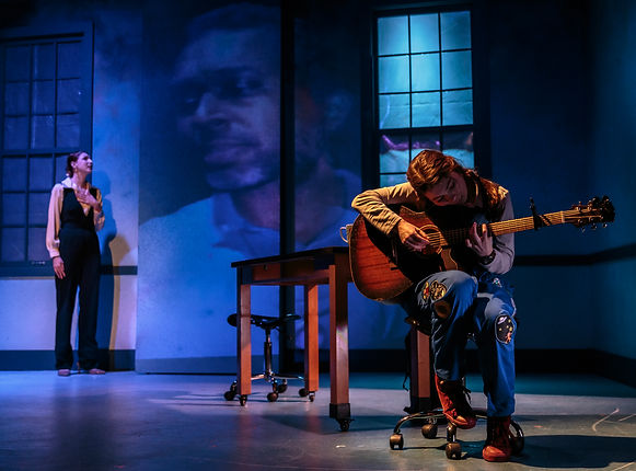 16. The LIght Chasers at Know Theatre. L-r Sarah Summerwell, James Creque, Gabi Adams. Pho