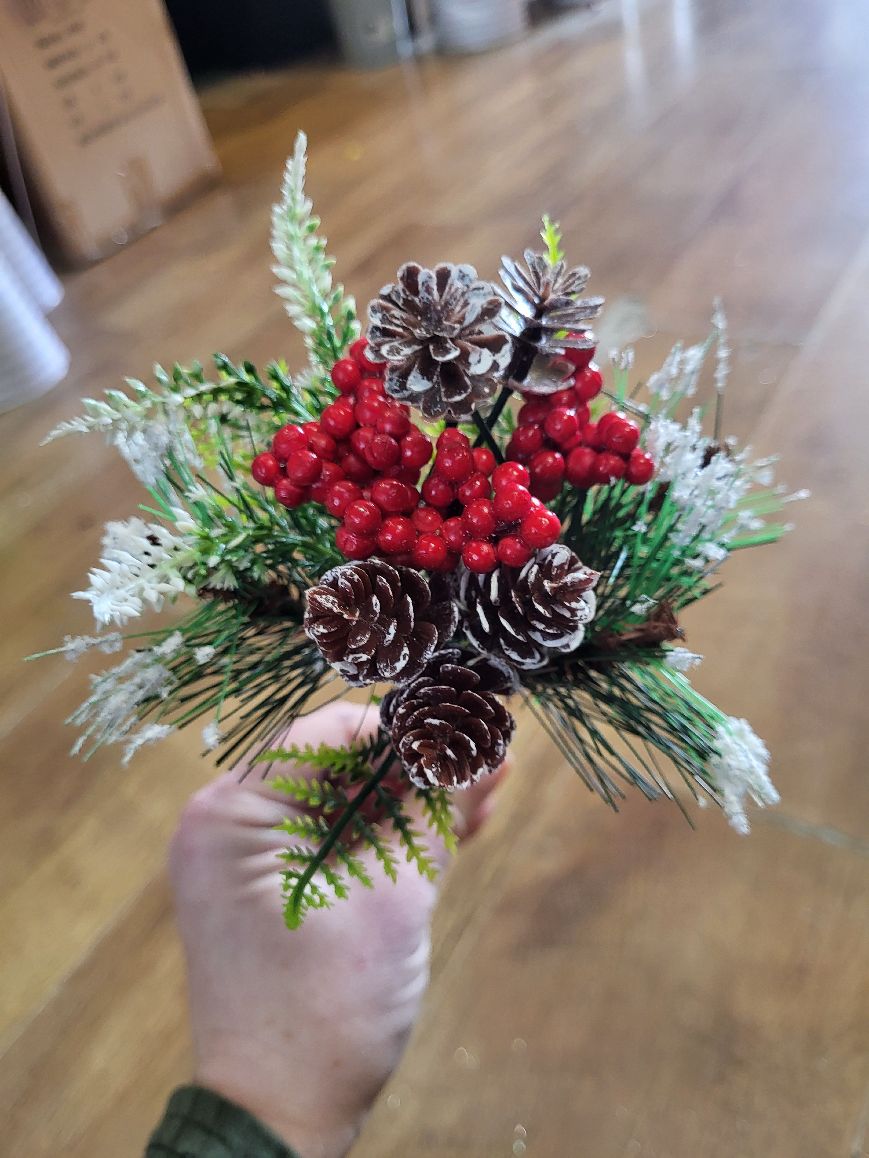 Miniature cones and berries pick