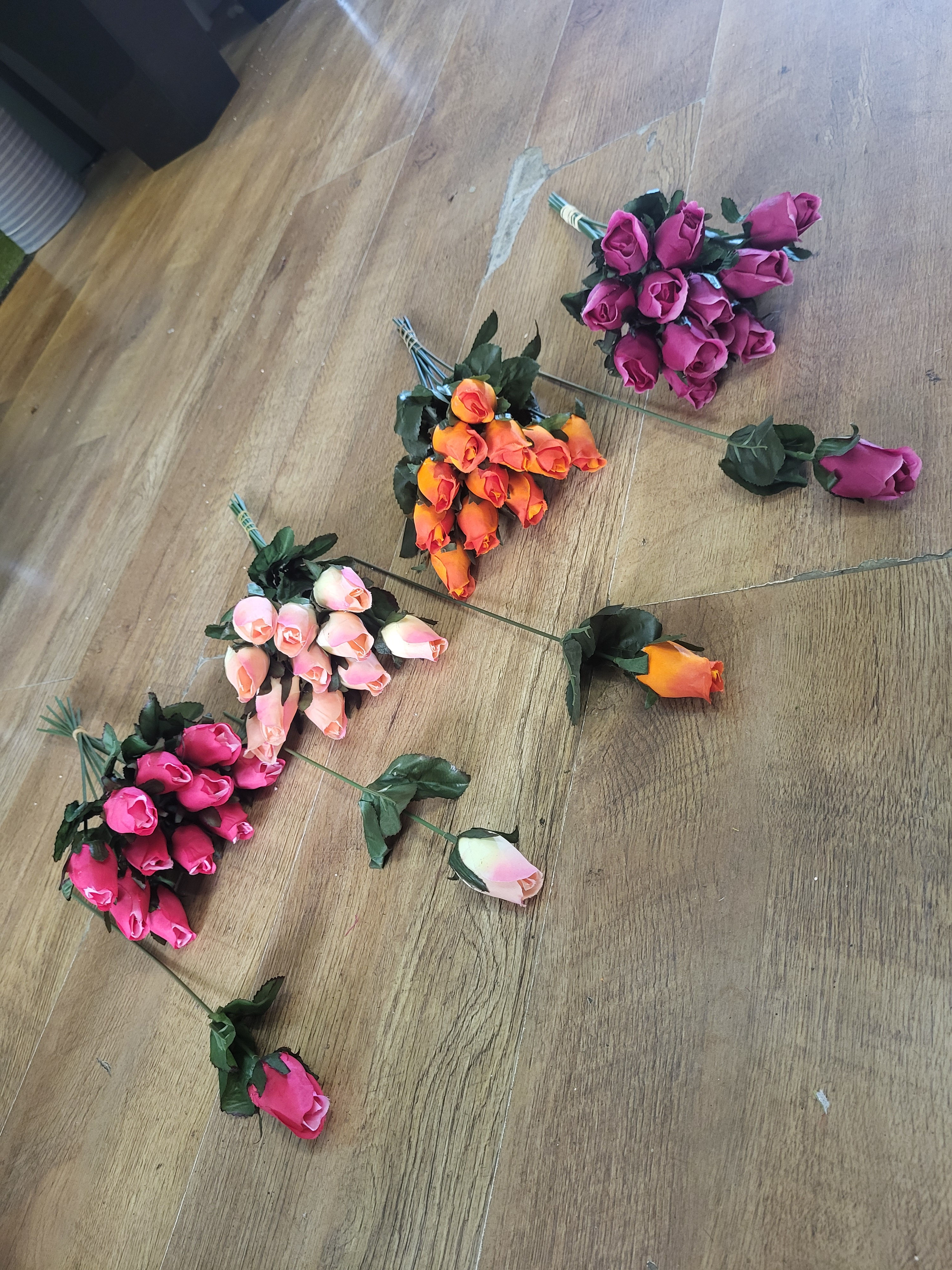 Bundle of 12 long wired rose picks - 4 colours available 