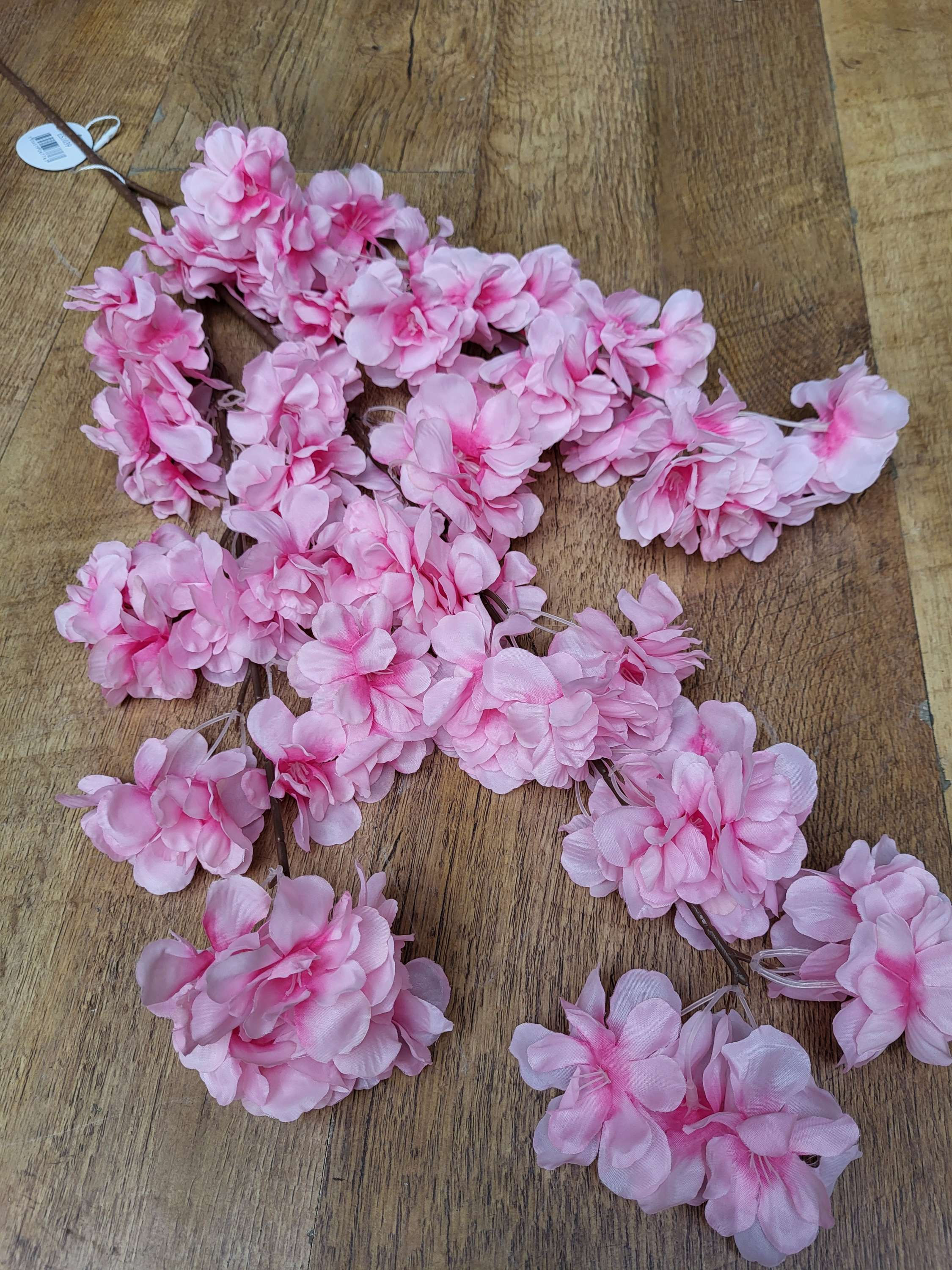 Long stem pink cherry blossom branch