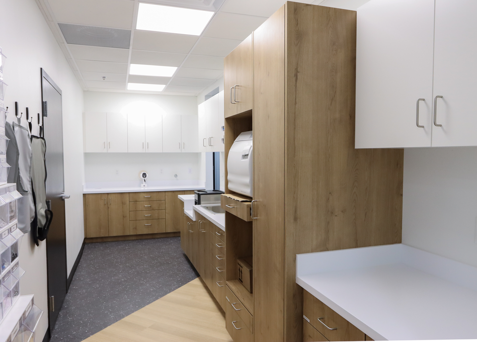 back room with printer